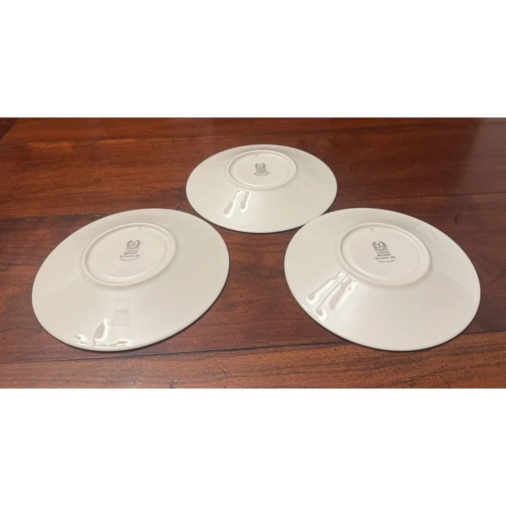 Set of 3 Lenox Aristocrat Saucers, 6" Gold Rim - Picture 4 of 5